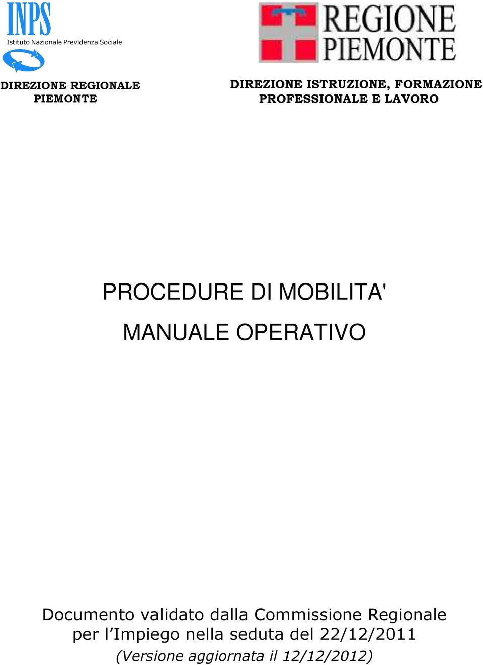 OPERATIVO Documento validato dalla Commissione Regionale per l