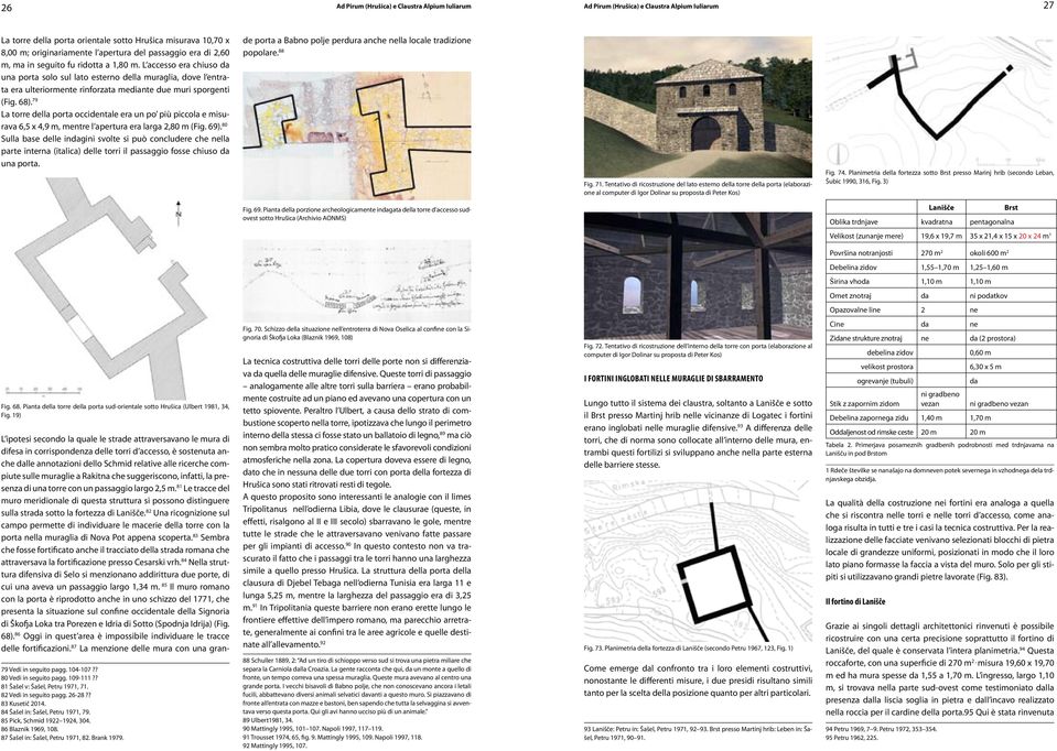 79 La torre della porta occidentale era un po più piccola e misurava 6,5 x 4,9 m, mentre l apertura era larga 2,80 m (Fig. 69).