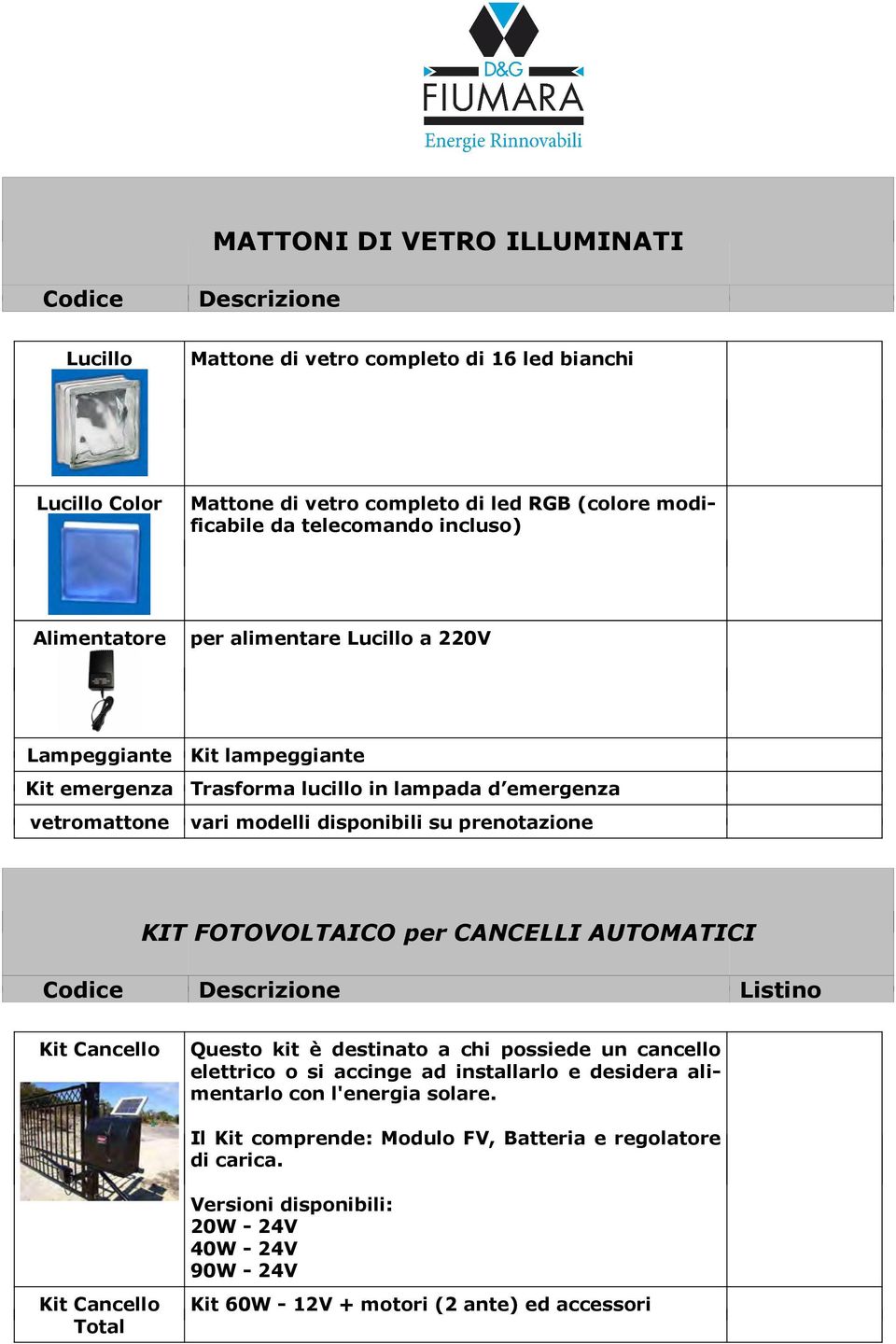 KIT FOTOVOLTAICO per CANCELLI AUTOMATICI Listino Kit Cancello Questo kit è destinato a chi possiede un cancello elettrico o si accinge ad installarlo e desidera alimentarlo con