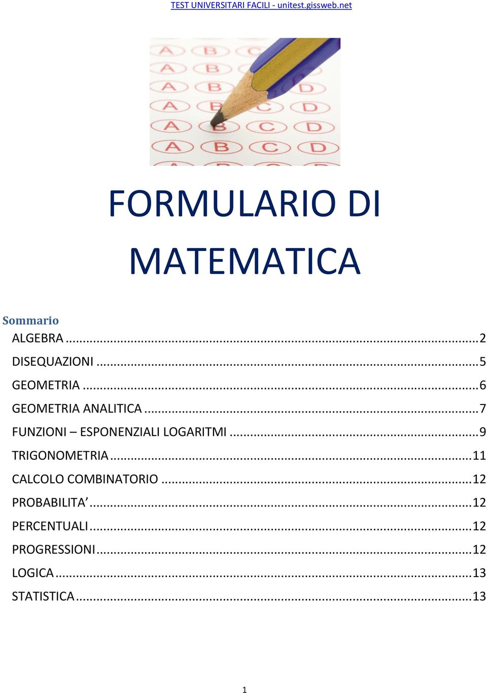 Formulario Di Matematica Pdf Free Download