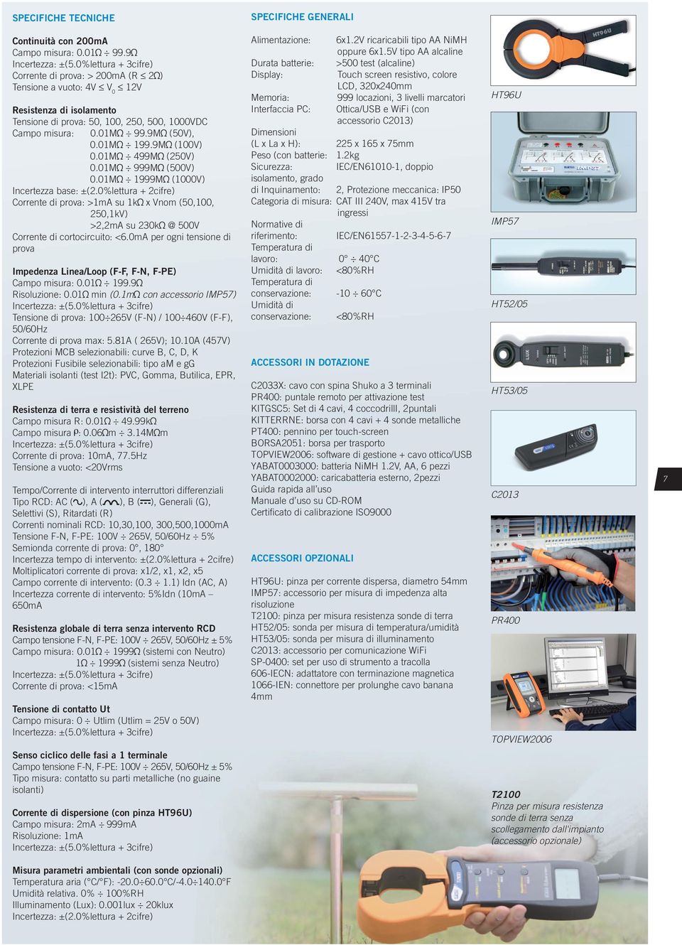 01M 499M (250V) 0.01M 999M (500V) 0.01M 1999M (1000V) Incertezza base: ±(2.