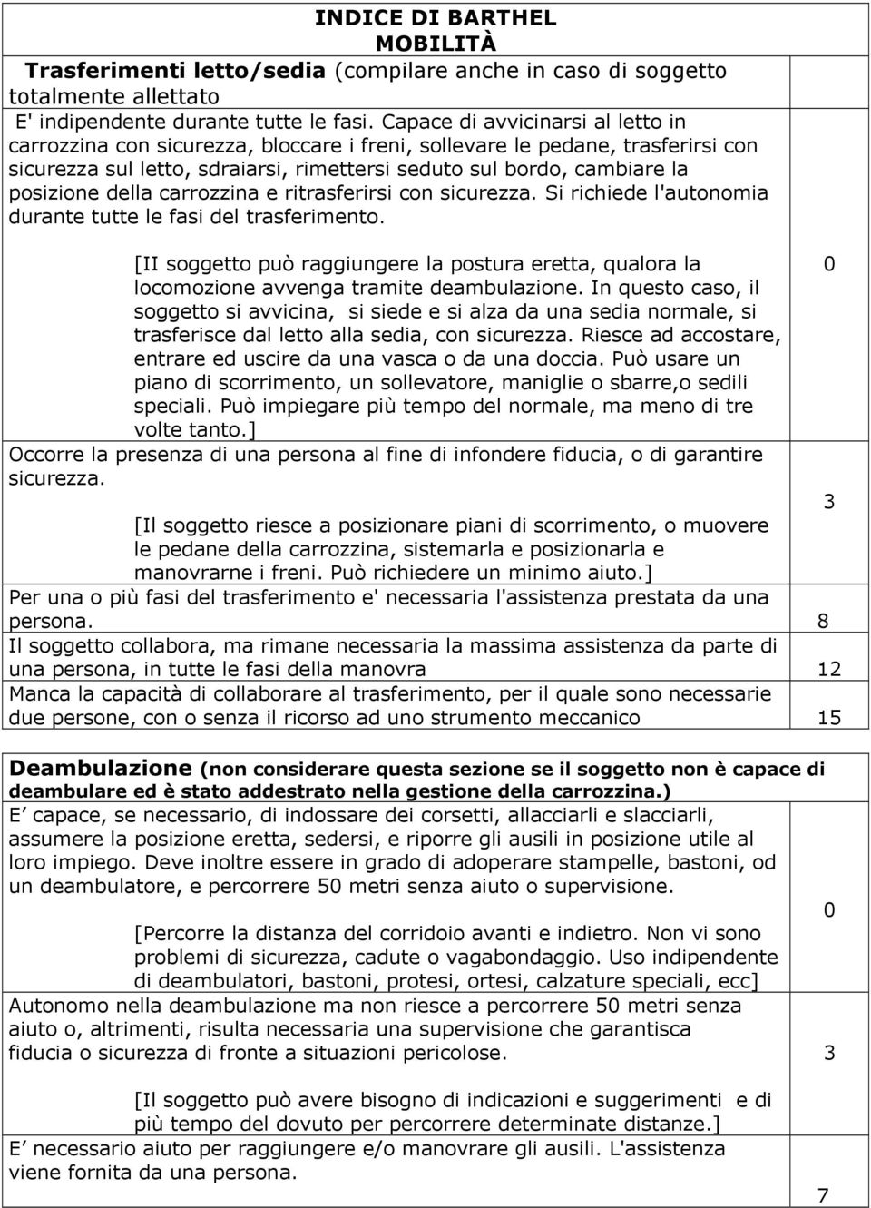 della carrozzina e ritrasferirsi con sicurezza. Si richiede l'autonomia durante tutte le fasi del trasferimento.