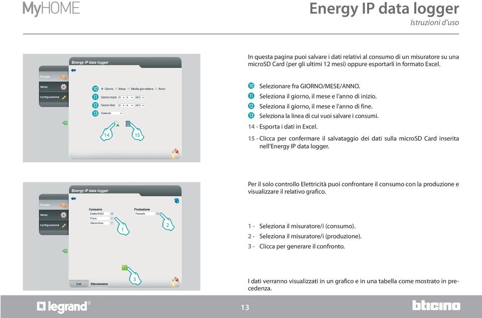 5 - Clicca per confermare il salvataggio dei dati sulla microsd Card inserita nell Energy IP data logger.