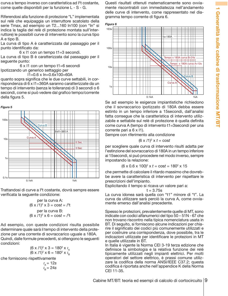 ..160 In1 (con In si indica la taglia del relè di protezione montata sull interruttore) le possibili curve di intervento sono la curva tipo A e tipo B.