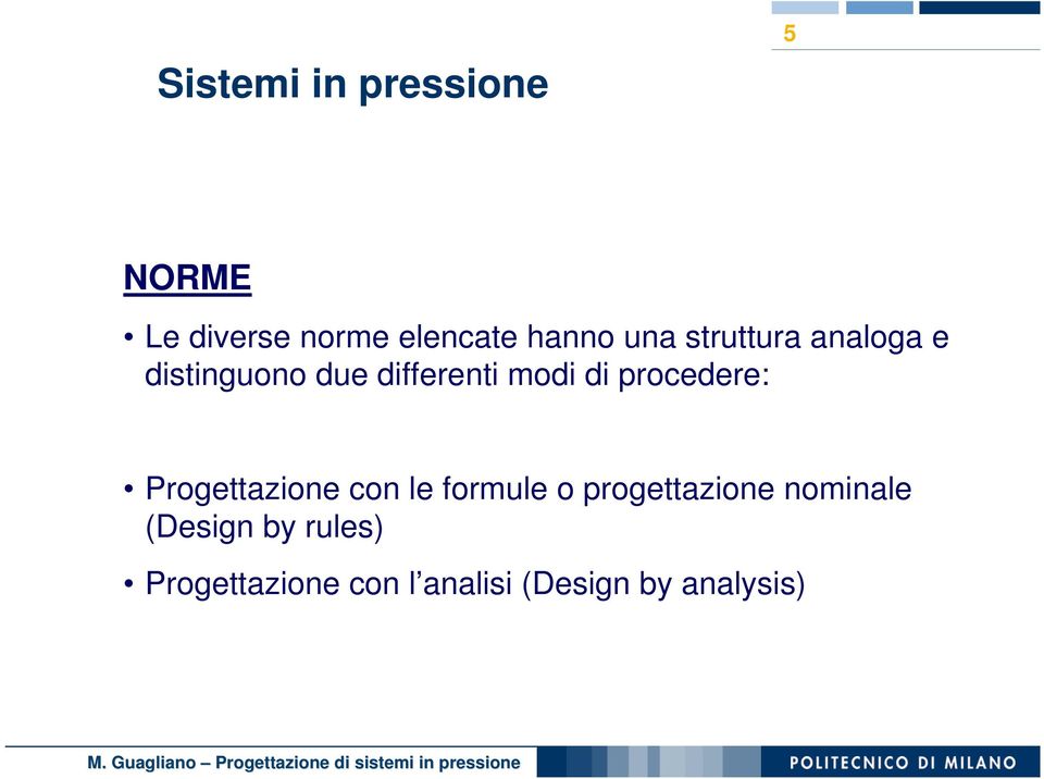 Progettazione con le formule o progettazione nominale