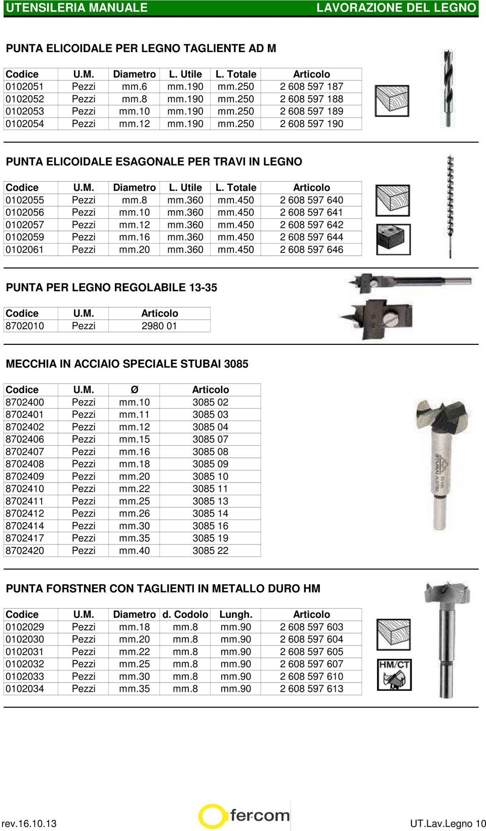 Utile L. Totale 0102055 Pezzi mm.8 mm.360 mm.