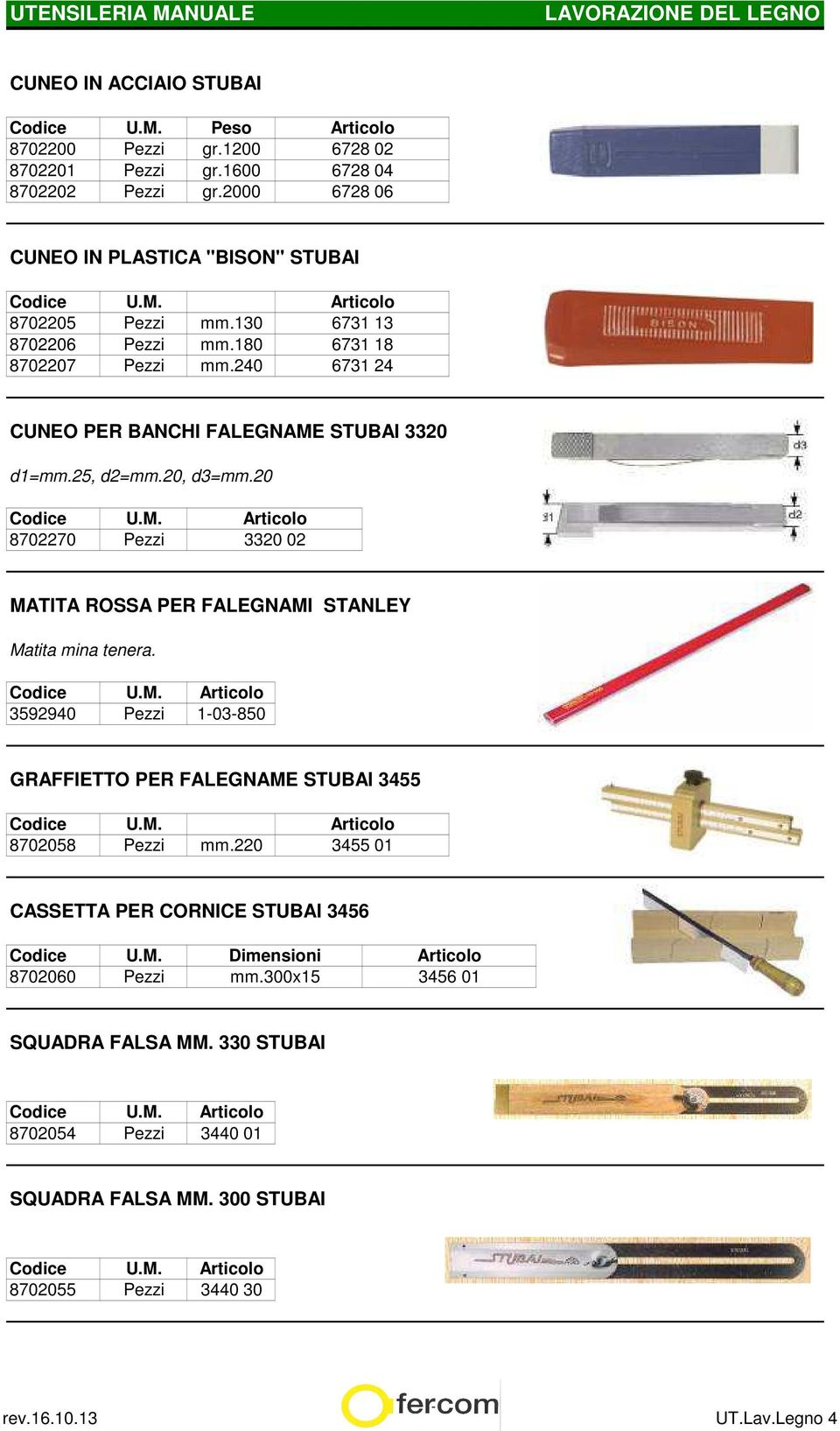 20 8702270 Pezzi 3320 02 MATITA ROSSA PER FALEGNAMI STANLEY Matita mina tenera. 3592940 Pezzi 1-03-850 GRAFFIETTO PER FALEGNAME STUBAI 3455 8702058 Pezzi mm.