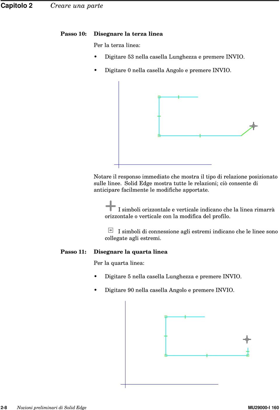 I simboli orizzontale e verticale indicano che la linea rimarrà orizzontale o verticale con la modifica del profilo.