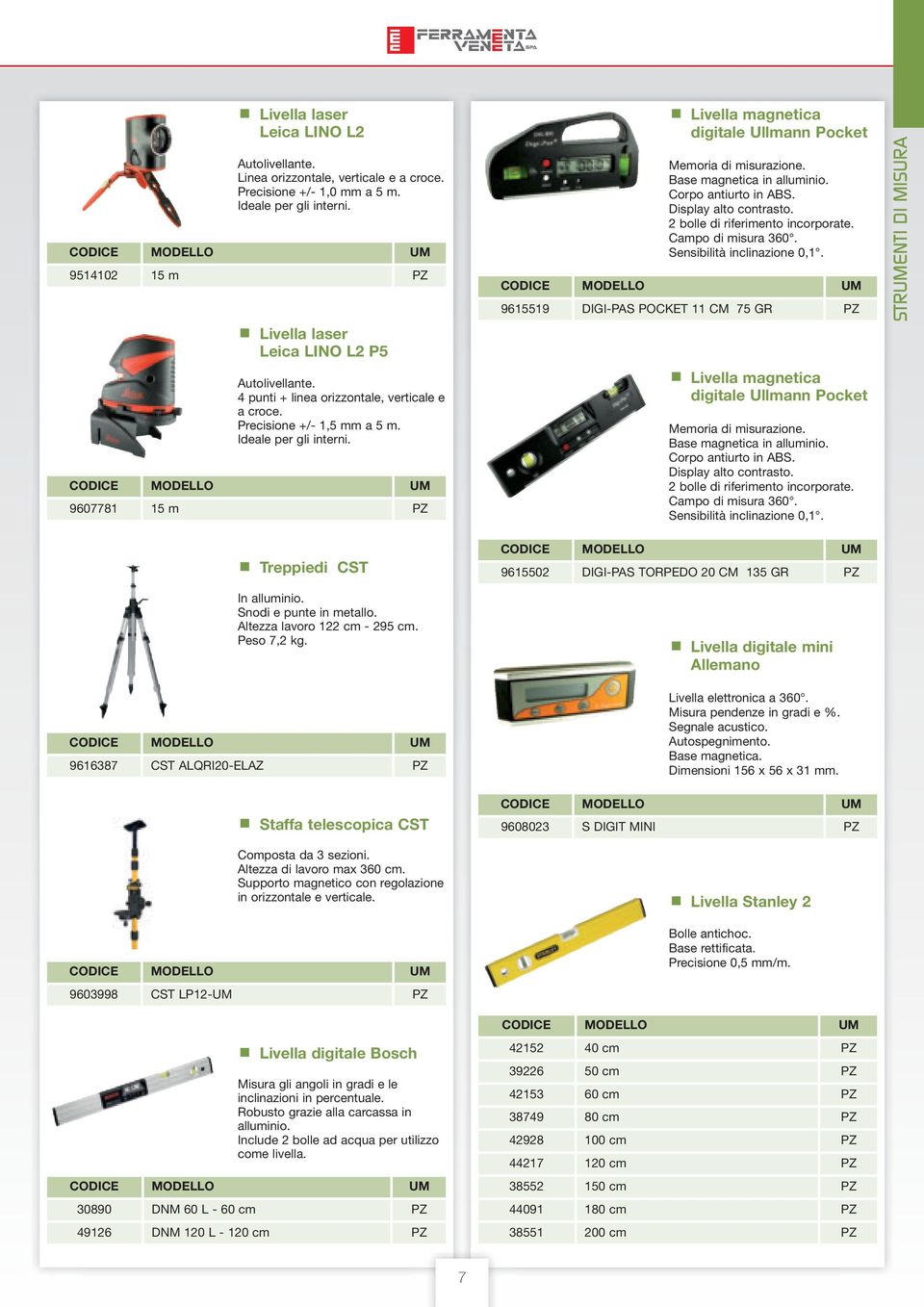 Altezza lavoro 122 cm - 295 cm. Peso 7,2 kg. 9616387 CST ALQRI20-ELAZ PZ Livella magnetica digitale Ullmann Pocket Memoria di misurazione. Base magnetica in alluminio. Corpo antiurto in ABS.