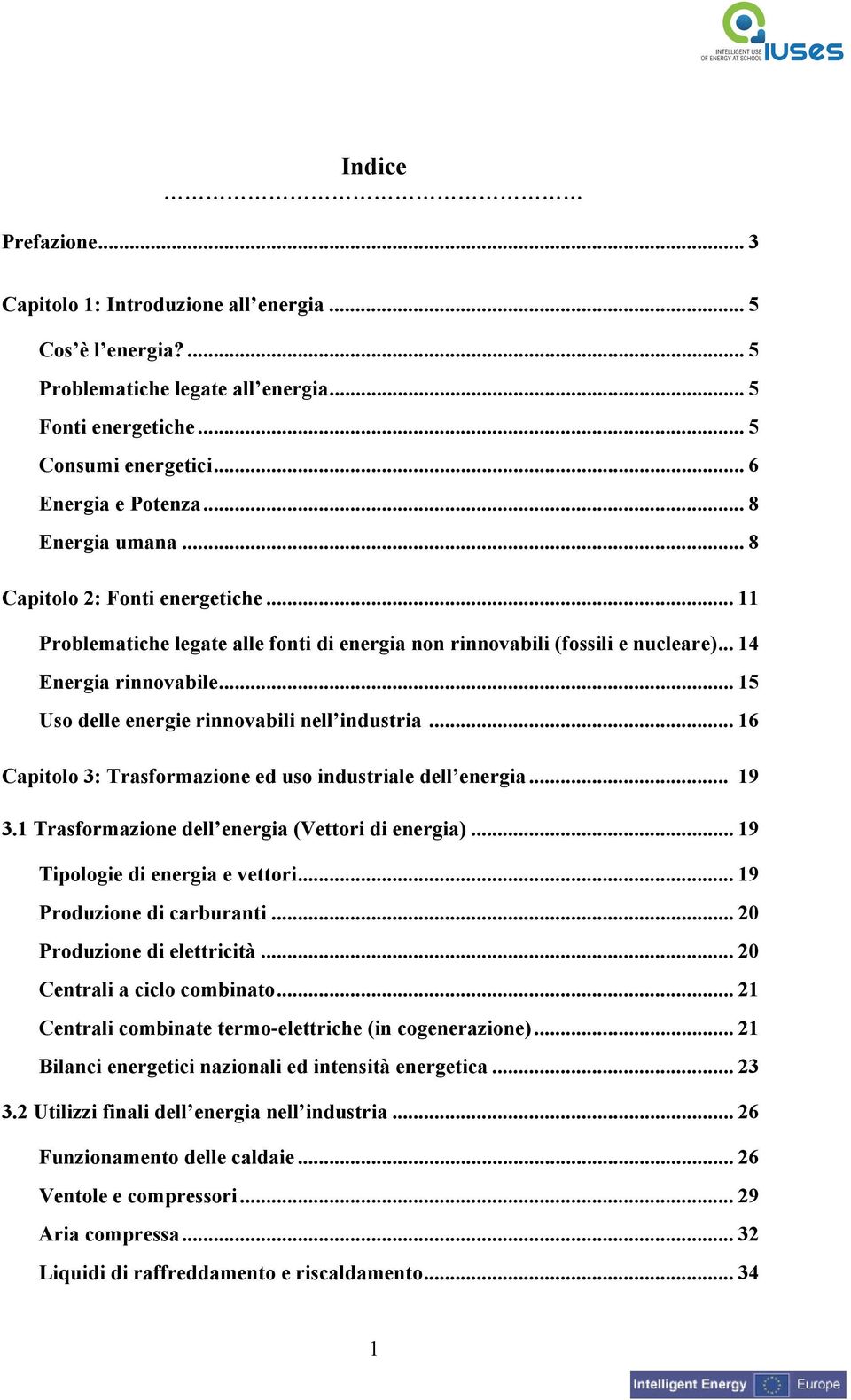 .. 15 Uso delle energie rinnovabili nell industria... 16 Capitolo 3: Trasformazione ed uso industriale dell energia... 19 3.1 Trasformazione dell energia (Vettori di energia).