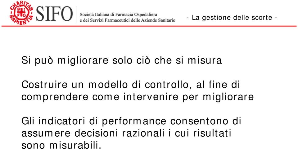 intervenire per migliorare Gli indicatori di performance