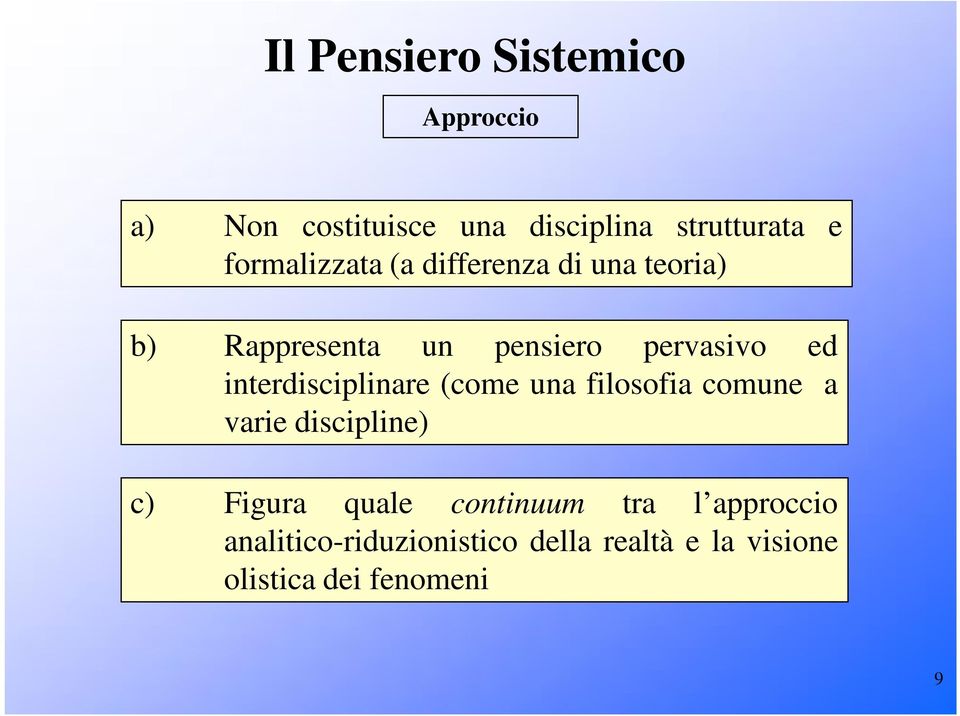 interdisciplinare (come una filosofia comune a varie discipline) c) Figura quale