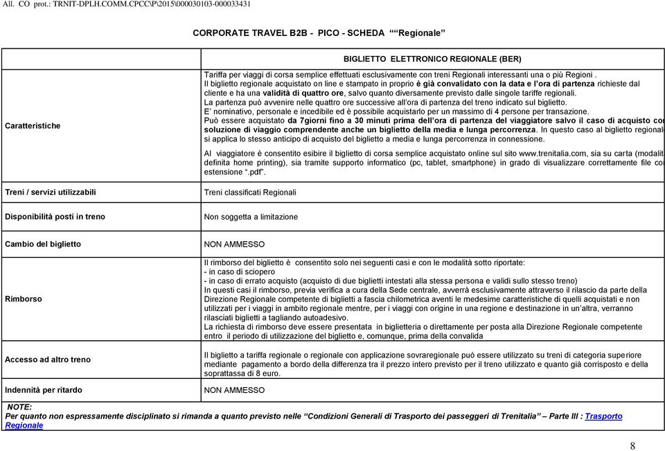 Il biglietto regionale acquistato on line e stampato in proprio è già convalidato con la data e l ora di partenza richieste dal cliente e ha una validità di quattro ore, salvo quanto diversamente