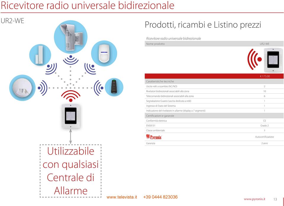 zona 6 Segnalazione Guasto (uscita dedicata a relè) 1 Ingresso di Stato del Sistema 1 Indicazione del rivelatore in allarme (display a 7 segmenti) 1