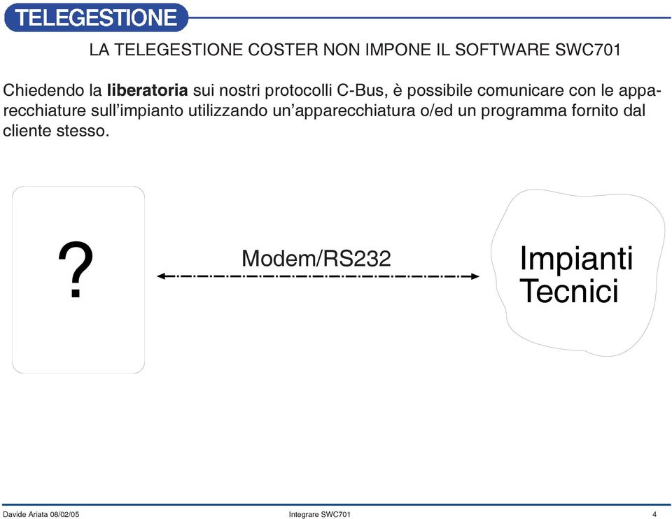 comunicare con le apparecchiature sull impianto utilizzando un