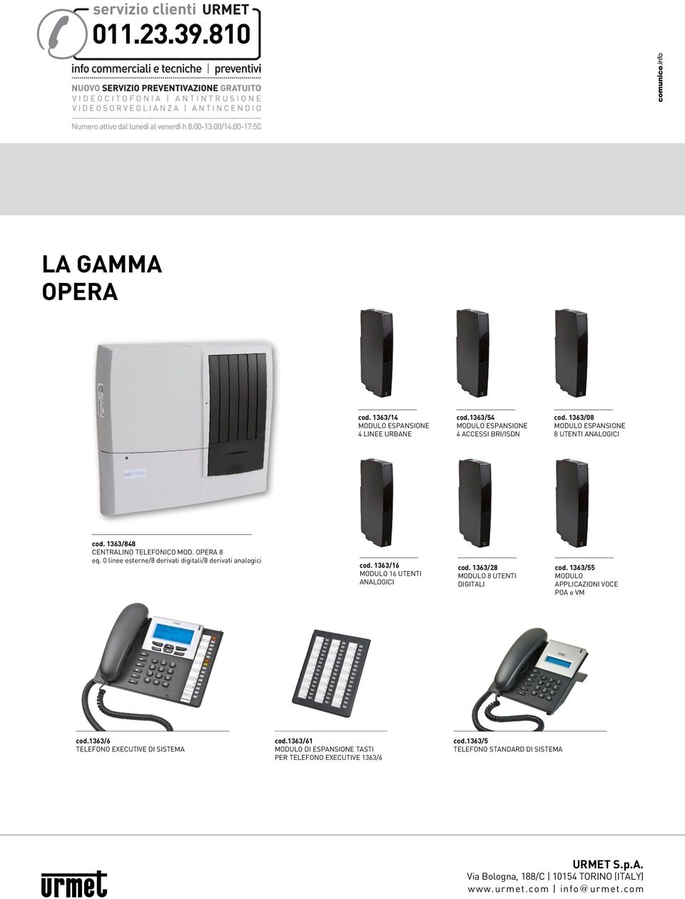 1363/16 MODULO 16 UTENTI ANALOGICI cod. 1363/28 MODULO 8 UTENTI DIGITALI cod. 1363/55 MODULO APPLICAZIONI VOCE POA e VM cod.