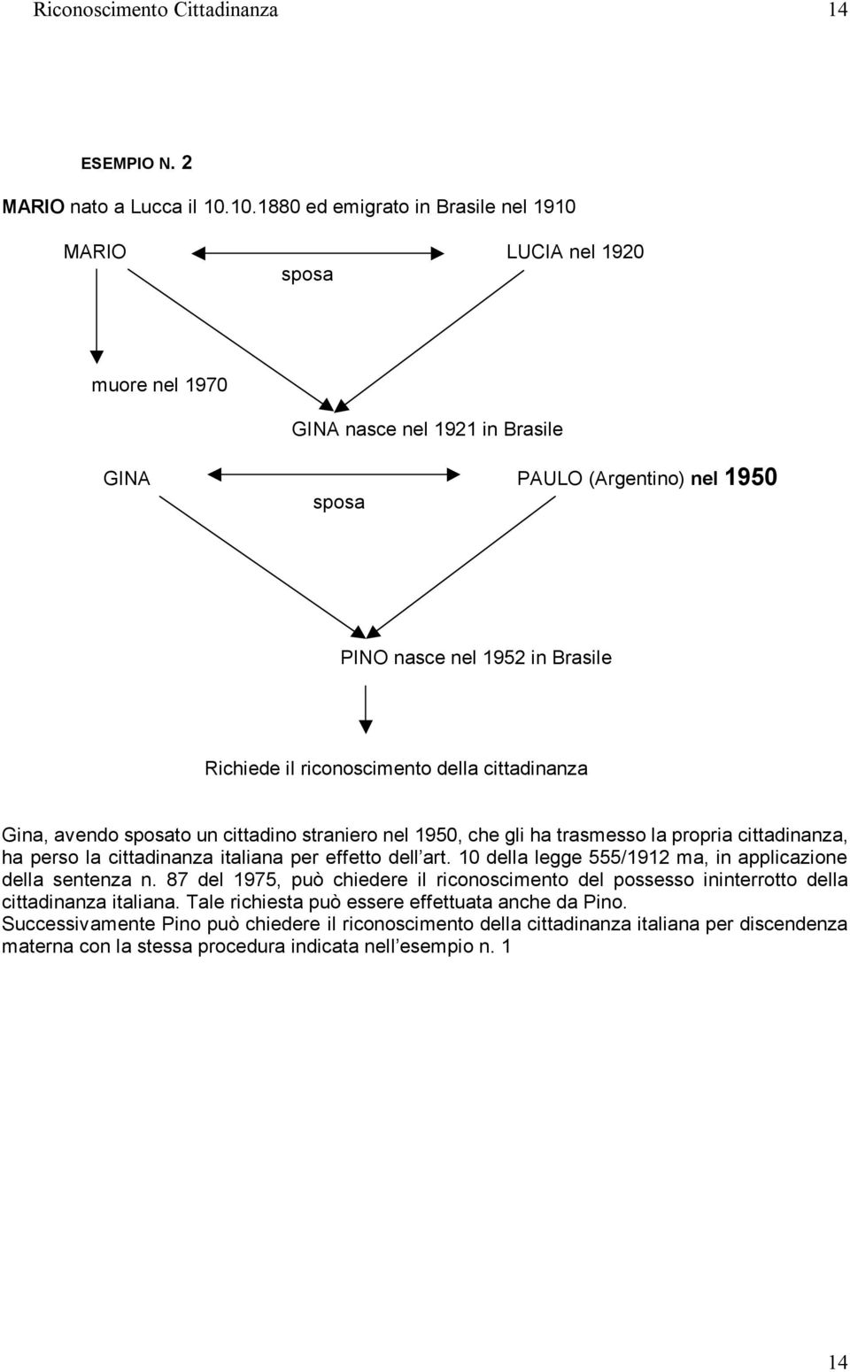 riconoscimento della cittadinanza Gina, avendo sposato un cittadino straniero nel 1950, che gli ha trasmesso la propria cittadinanza, ha perso la cittadinanza italiana per effetto dell art.