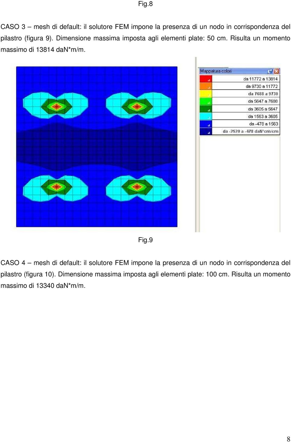 Fig.9 CASO 4 mesh di default: il solutore FEM impone la presenza di un nodo in corrispondenza del pilastro