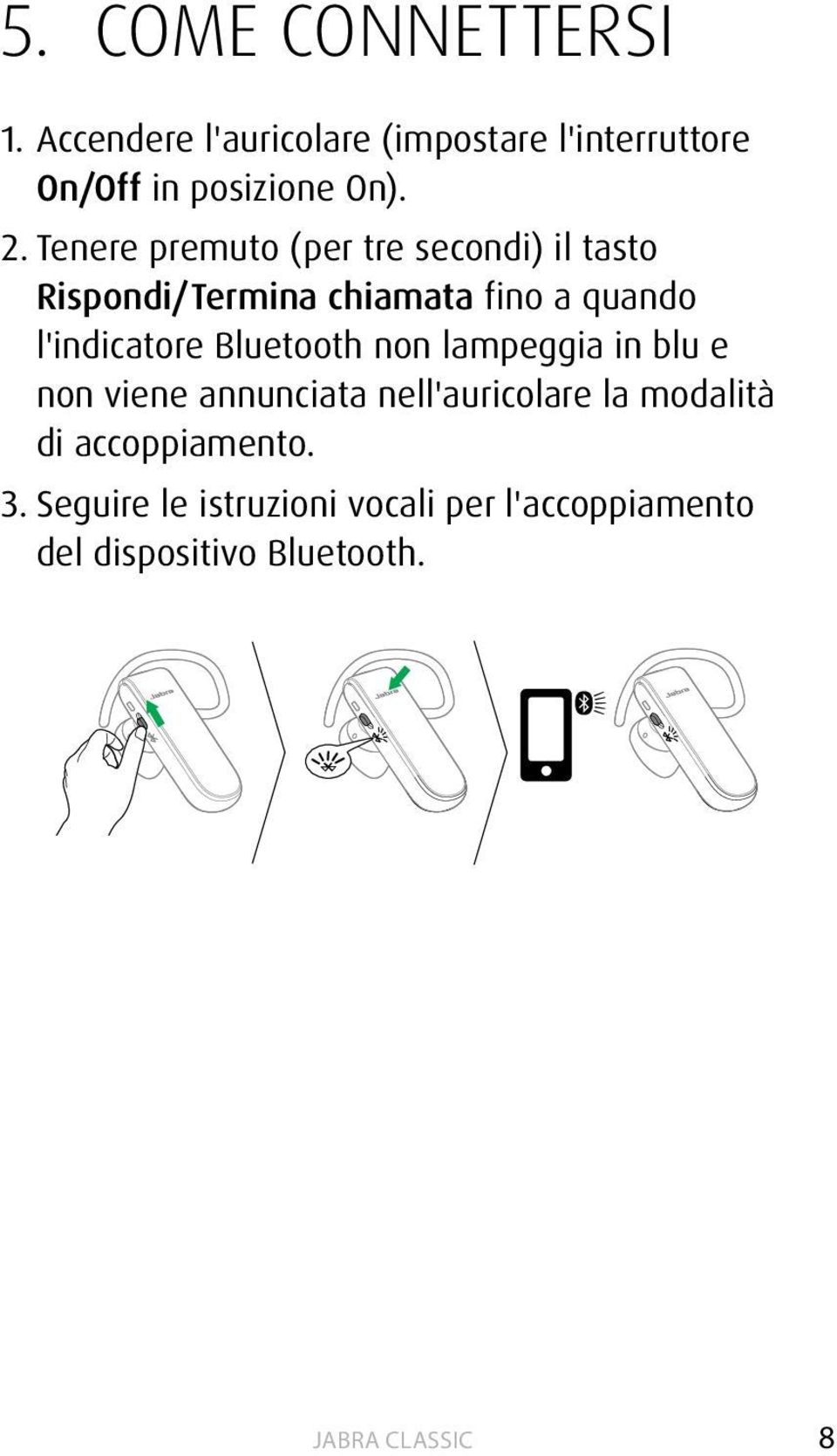 Tenere premuto (per tre secondi) il tasto Rispondi/Termina chiamata fino a quando