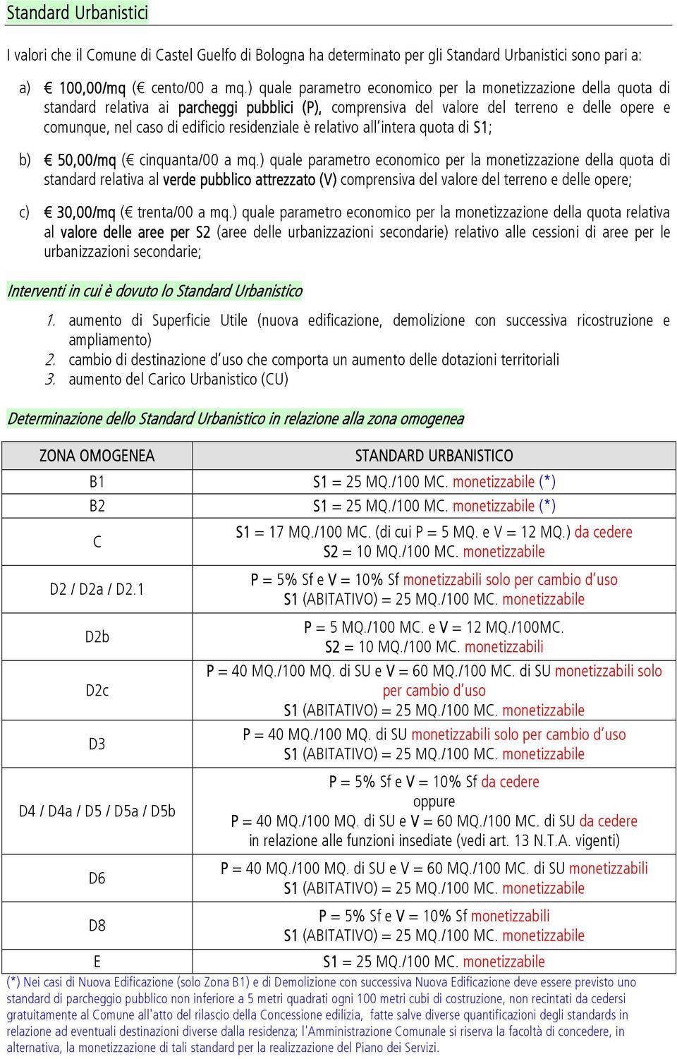 residenziale è relativo all intera quota di S1; b) 50,00/mq ( cinquanta/00 a mq.