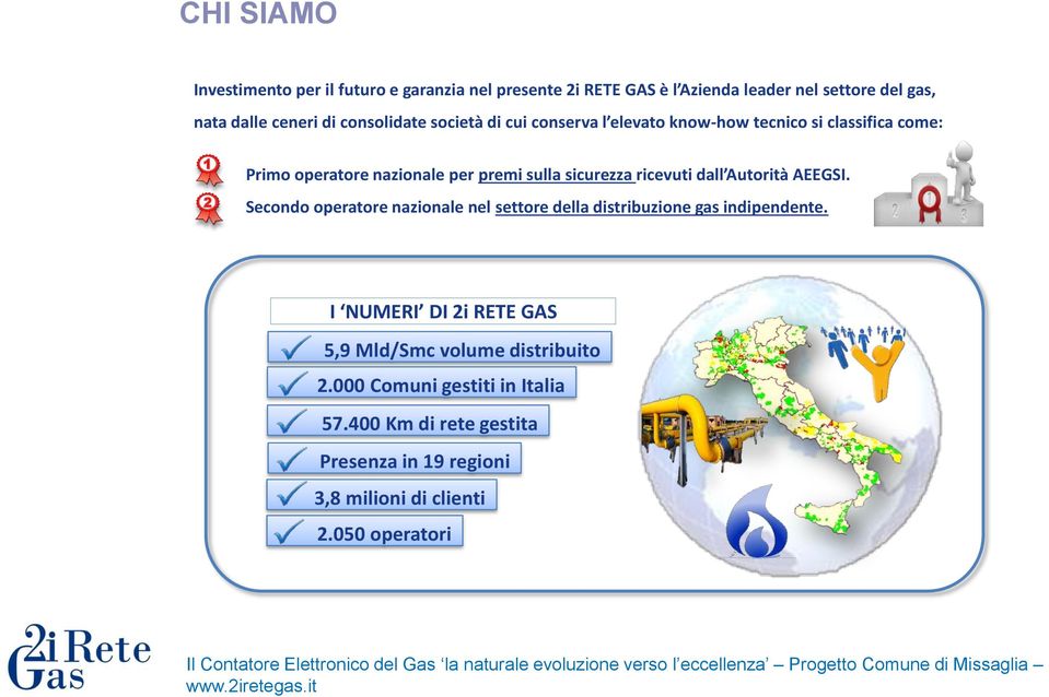 ricevuti dall Autorità AEEGSI. Secondo operatore nazionale nel settore della distribuzione gas indipendente.