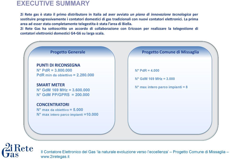 2i Rete Gas ha sottoscritto un accordo di collaborazione con Ericsson per realizzare la telegestione di contatori elettronici domestici G4-G6 su larga scala.