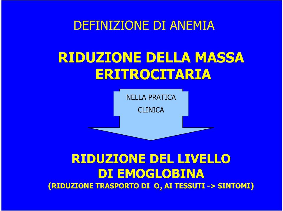 RIDUZIONE DEL LIVELLO DI EMOGLOBINA