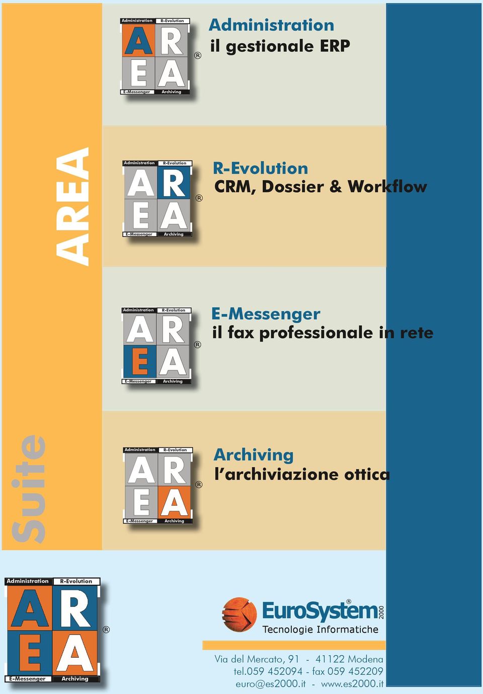 Archiving Suite Administration E-Messenger R-Evolution Archiving Archiving l archiviazione ottica Administration R-Evolution