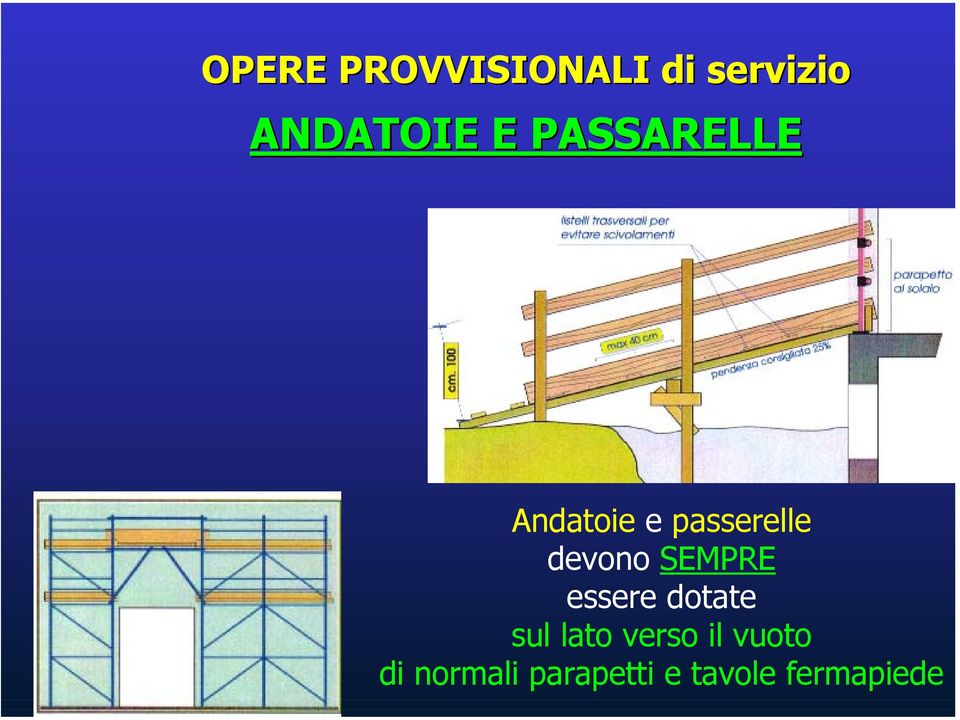 SEMPRE essere dotate sul lato verso il