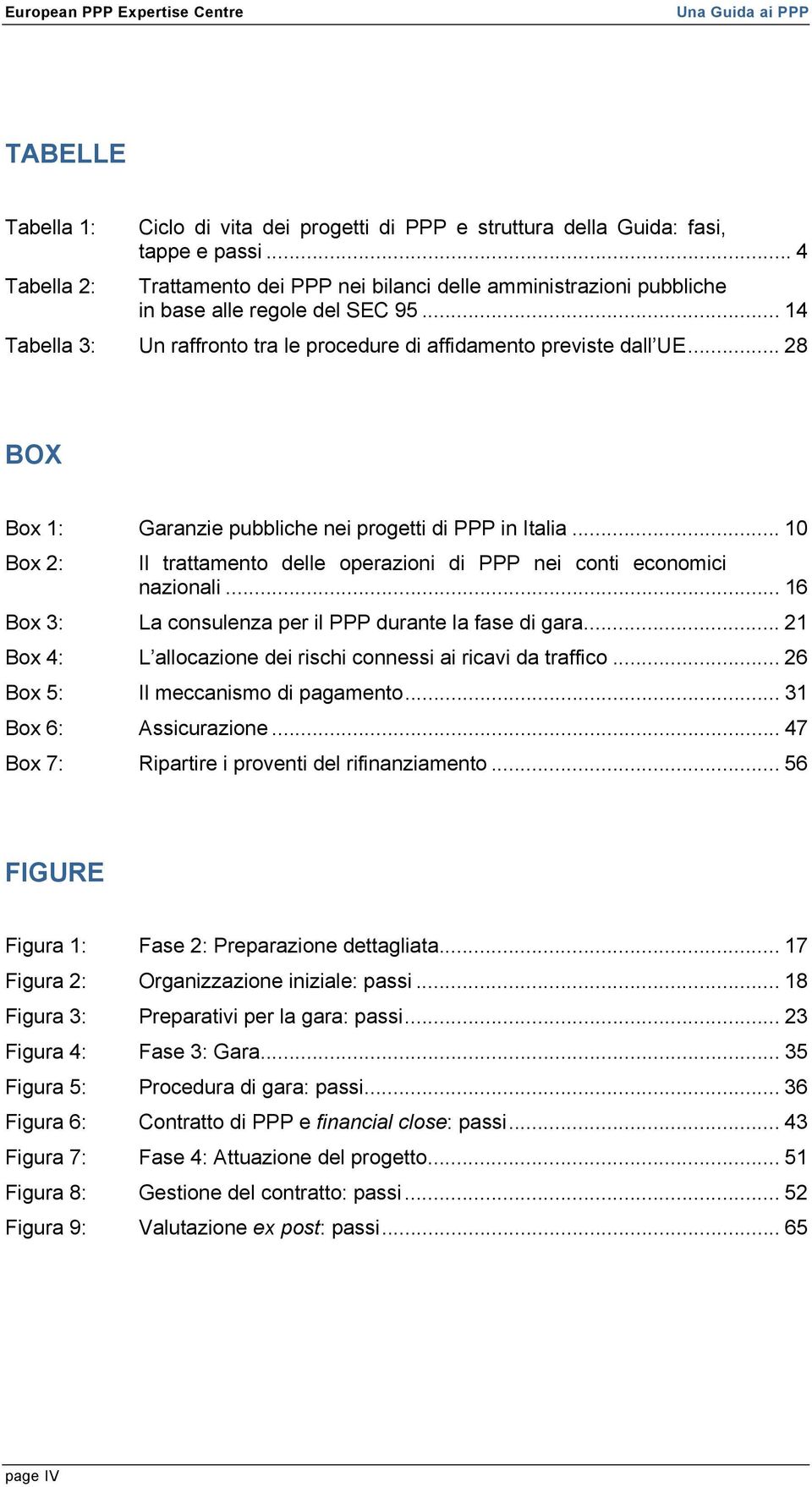 .. 28 BOX Box 1: Garanzie pubbliche nei progetti di PPP in Italia... 10 Box 2: Il trattamento delle operazioni di PPP nei conti economici nazionali.