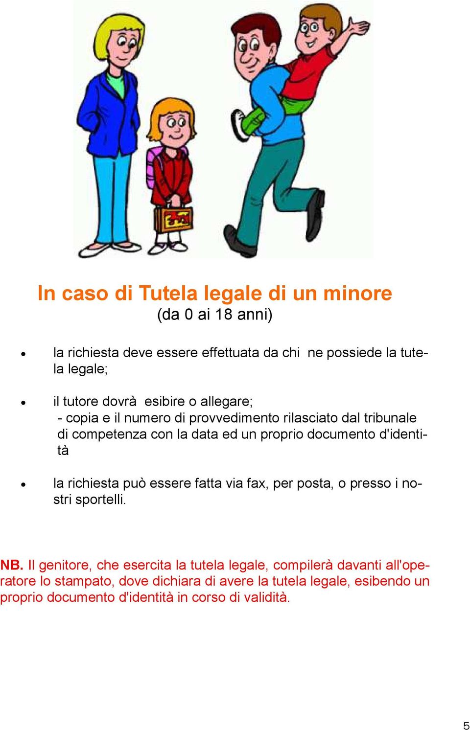 d'identità la richiesta può essere fatta via fax, per posta, o presso i nostri sportelli. NB.