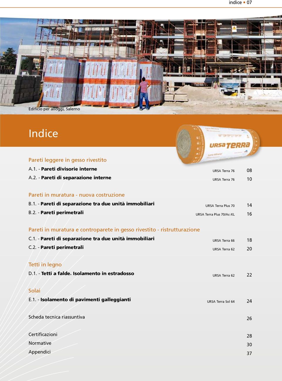 Pareti perimetrali URSA Terra Plus 70 URSA Terra Plus 70/AcXL 4 6 Pareti in muratura e controparete in gesso rivestito ristrutturazione C.