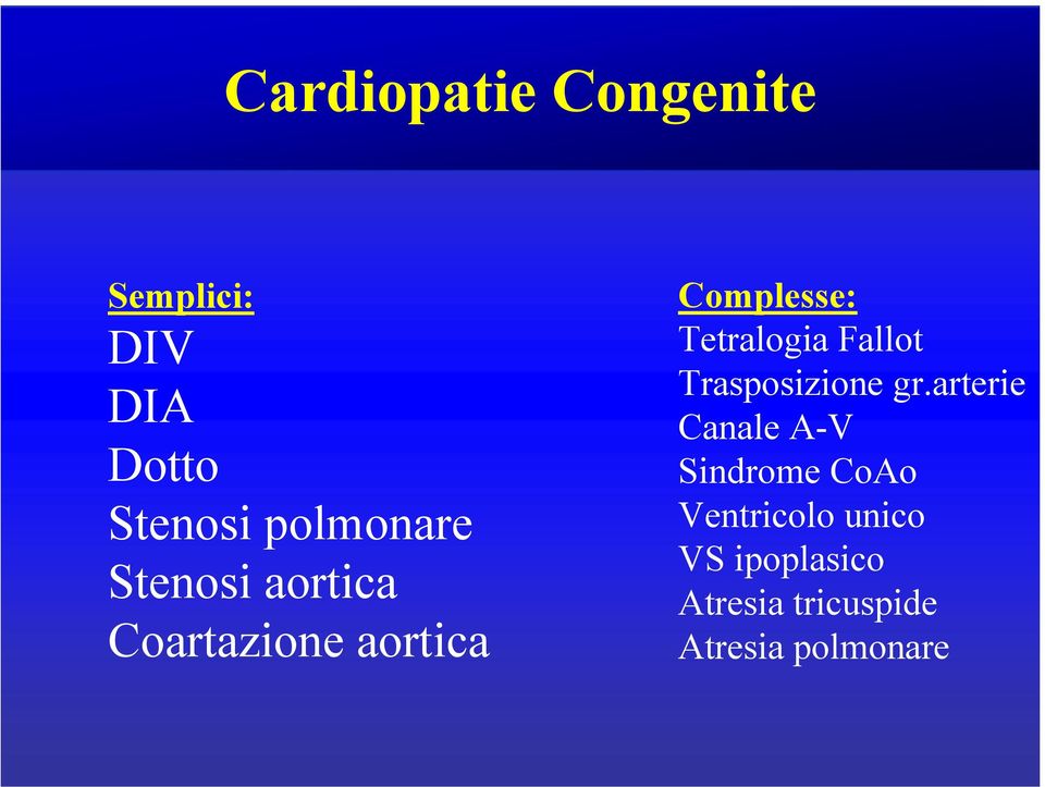 Tetralogia Fallot Trasposizione gr.