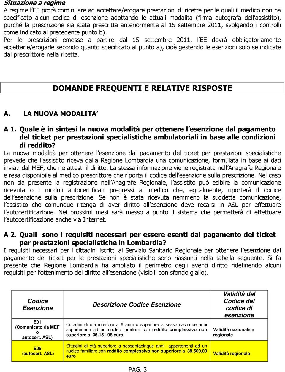 Per le prescrizioni emesse a partire dal 15 settembre 2011, l EE dovrà obbligatoriamente accettarle/erogarle secondo quanto specificato al punto a), cioè gestendo le esenzioni solo se indicate dal