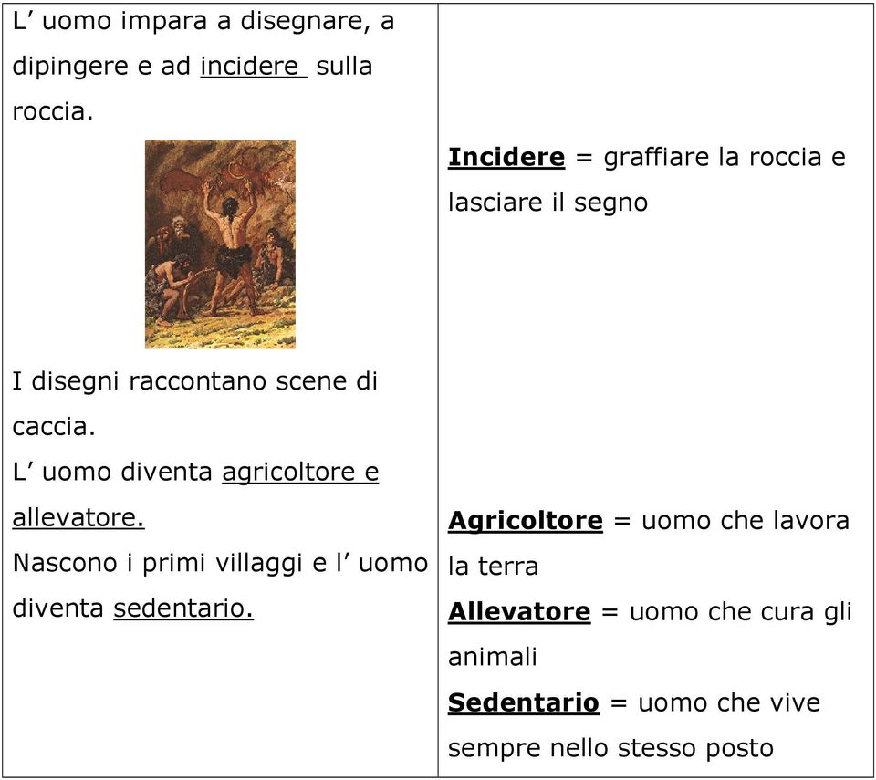 L uomo diventa agricoltore e allevatore. Nascono i primi villaggi e l uomo diventa sedentario.