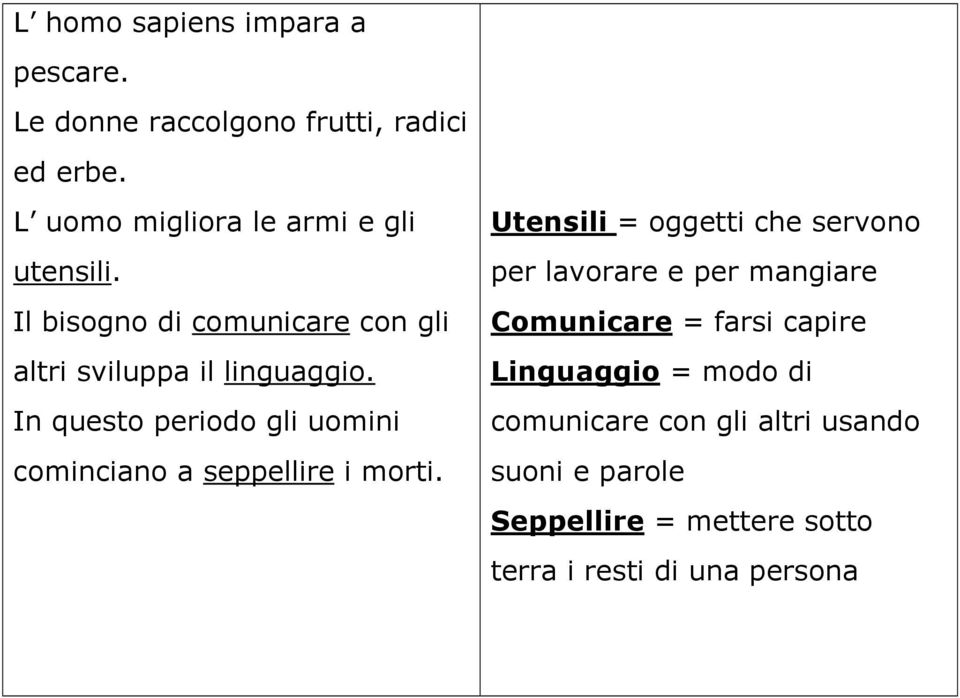 In questo periodo gli uomini cominciano a seppellire i morti.