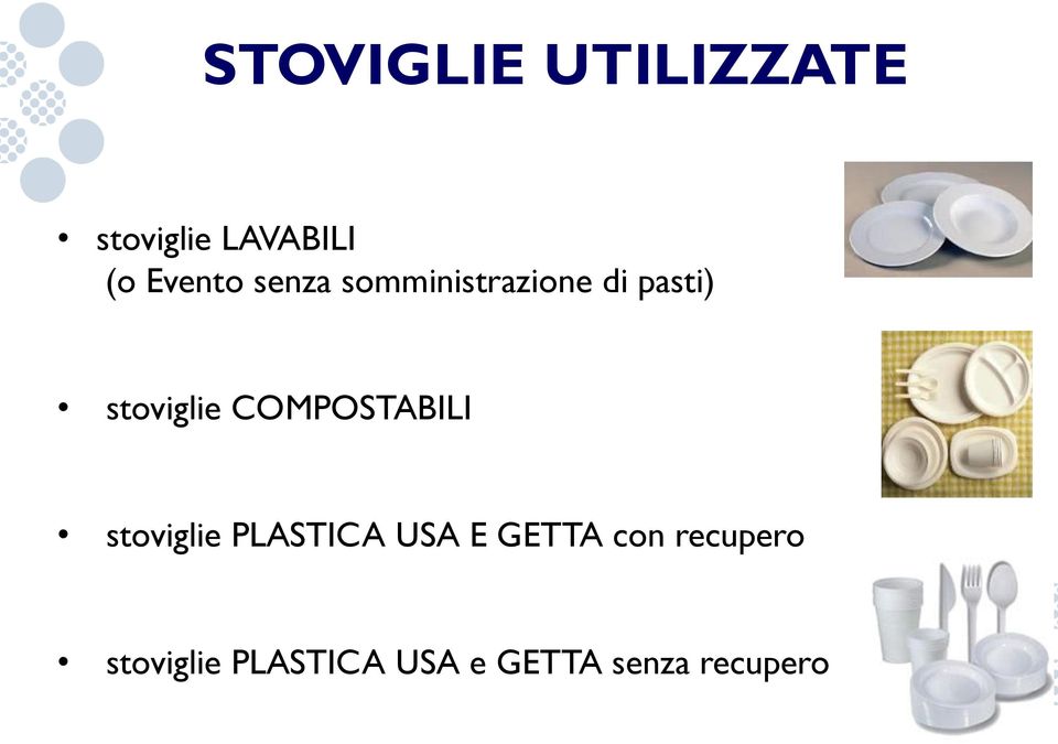 stoviglie COMPOSTABILI stoviglie PLASTICA USA E