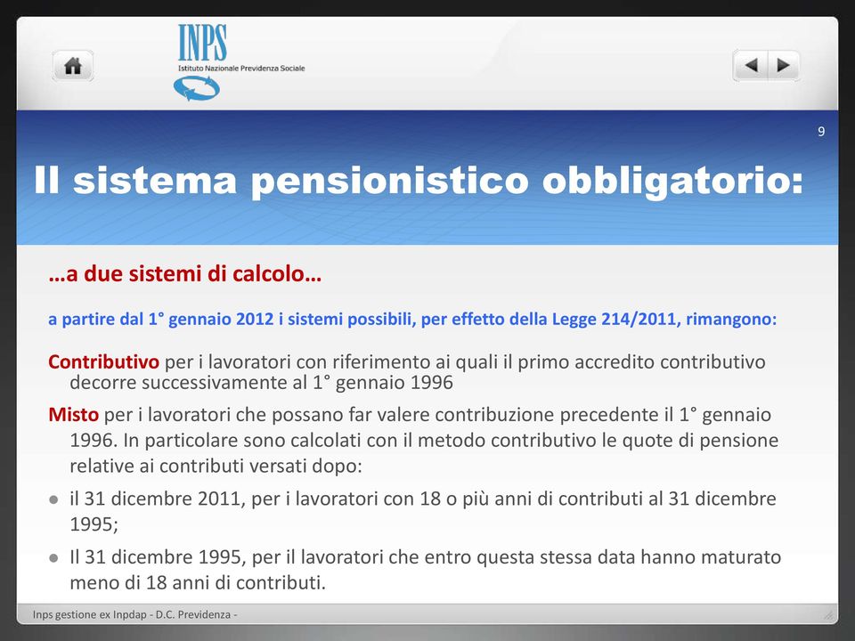 contribuzione precedente il 1 gennaio 1996.