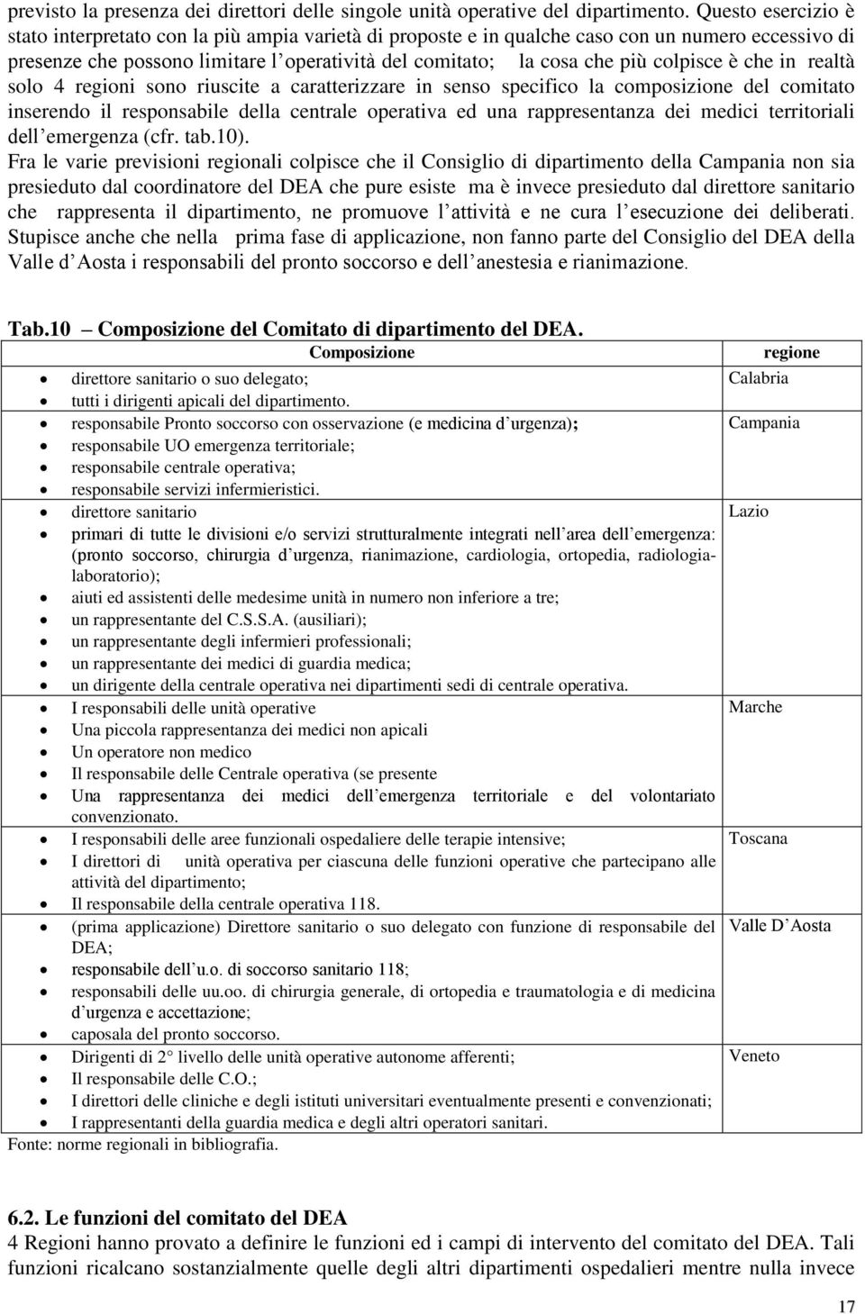 colpisce è che in realtà solo 4 regioni sono riuscite a caratterizzare in senso specifico la composizione del comitato inserendo il responsabile della centrale operativa ed una rappresentanza dei