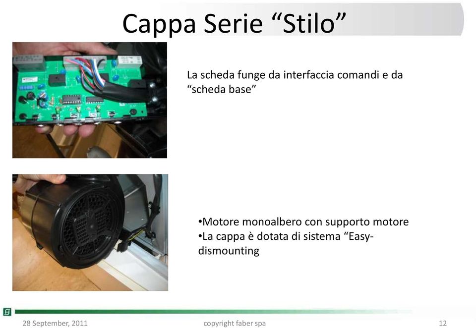 supporto motore La cappa è dotata di sistema