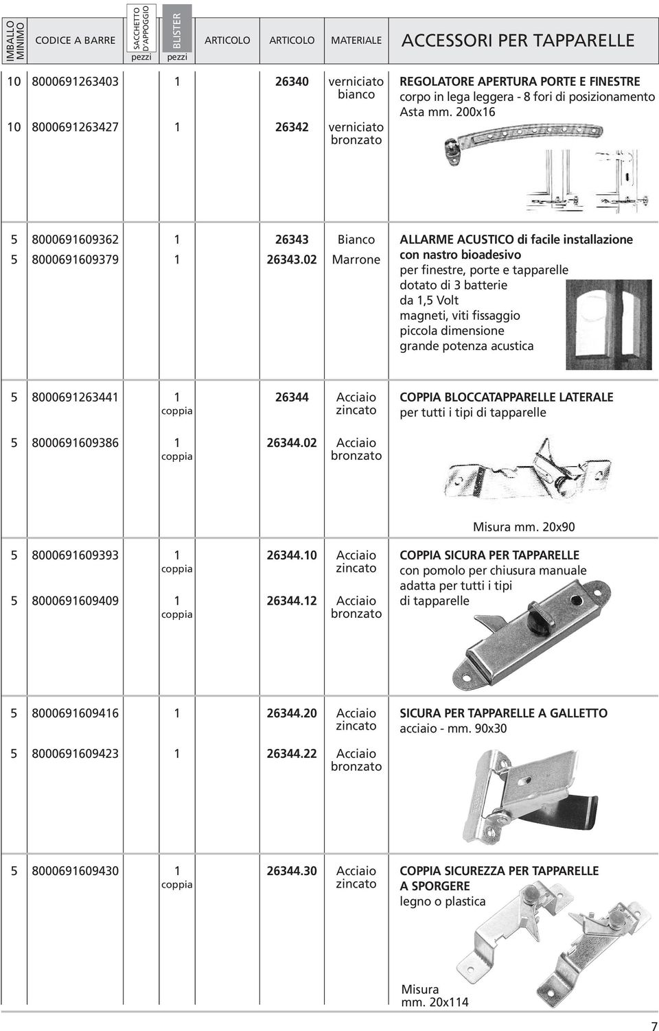 0 Bianco Marrone ALLARME ACUSTICO di facile installazione con nastro bioadesivo per finestre, porte e tapparelle dotato di 3 batterie da, Volt magneti, viti fissaggio piccola dimensione grande