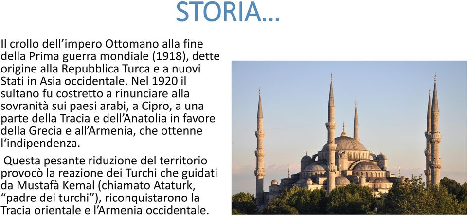 Nel 1920 il sultano fu costretto a rinunciare alla sovranità sui paesi arabi, a Cipro, a una parte della Tracia e dell Anatolia in favore