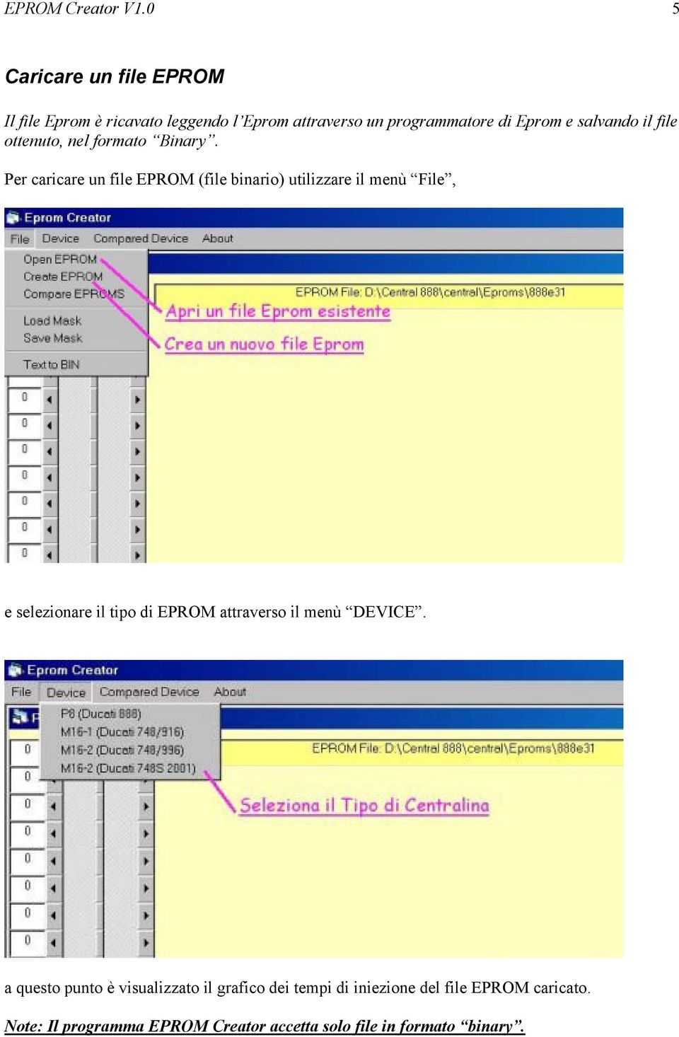 salvando il file ottenuto, nel formato Binary.