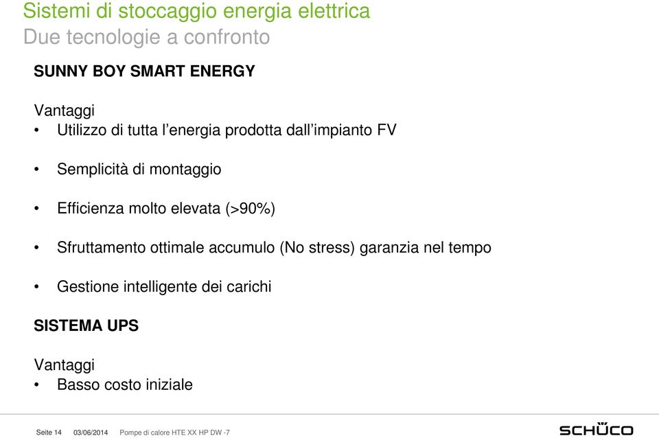 elevata (>90%) Sfruttamento ottimale accumulo (No stress) garanzia nel tempo Gestione intelligente