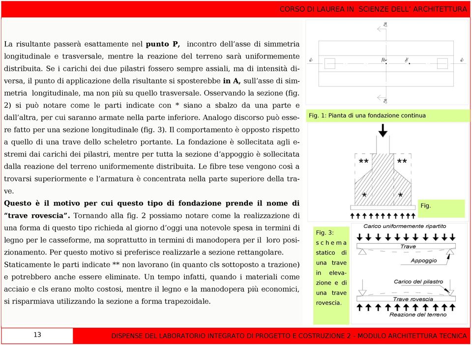 quello trasversale. Osservando la sezione (fig. 2) si può notare come le parti indicate con * siano a sbalzo da una parte e dall altra, per cui saranno armate nella parte inferiore.