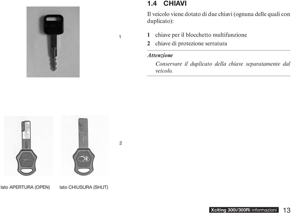 protezione serratura Conservare il duplicato della chiave separatamente dal