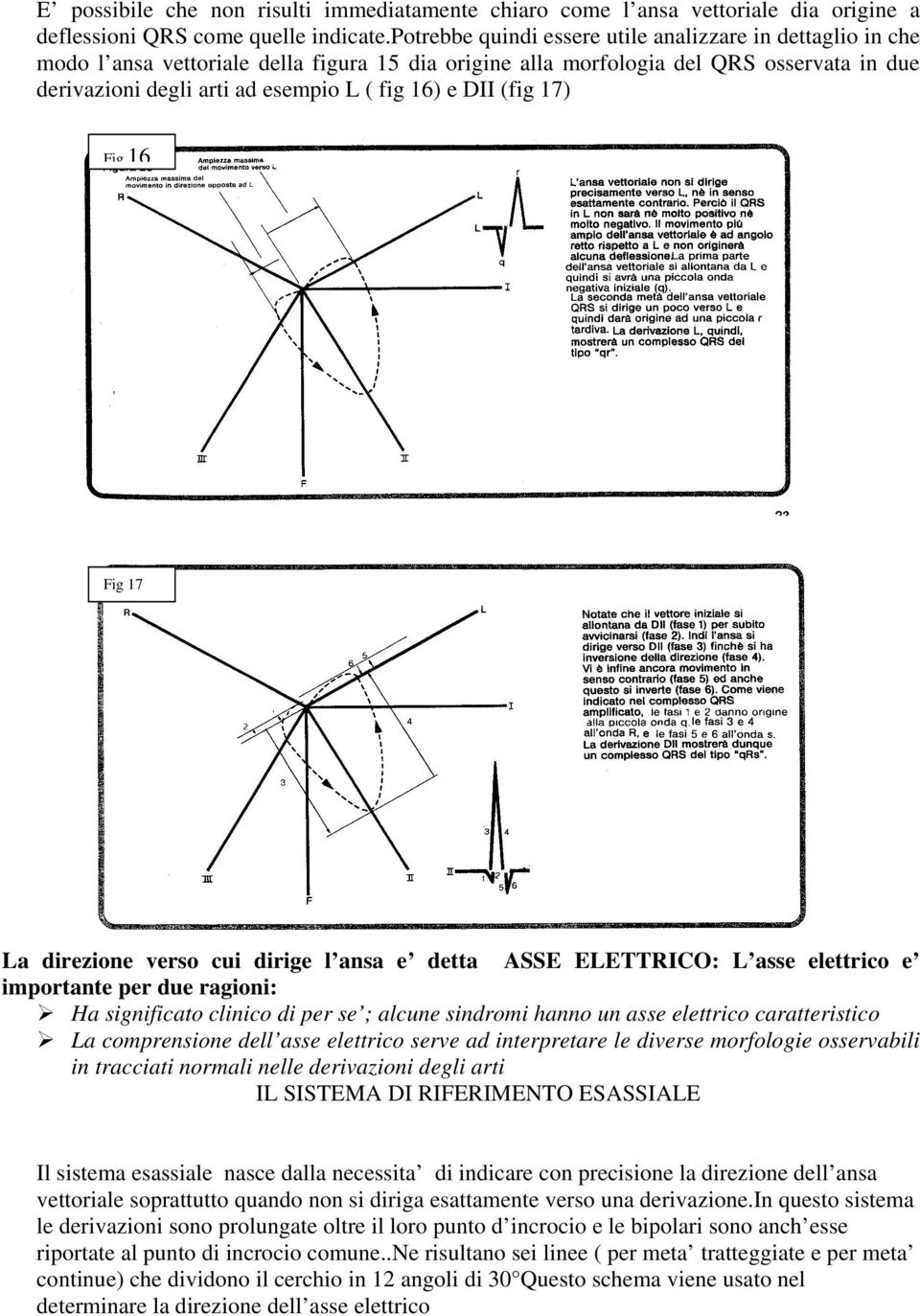 DII (fig 17) Fig 16 Fig 17 La direzione verso cui dirige l ansa e detta ASSE ELETTRICO: L asse elettrico e importante per due ragioni: Ha significato clinico di per se ; alcune sindromi hanno un asse