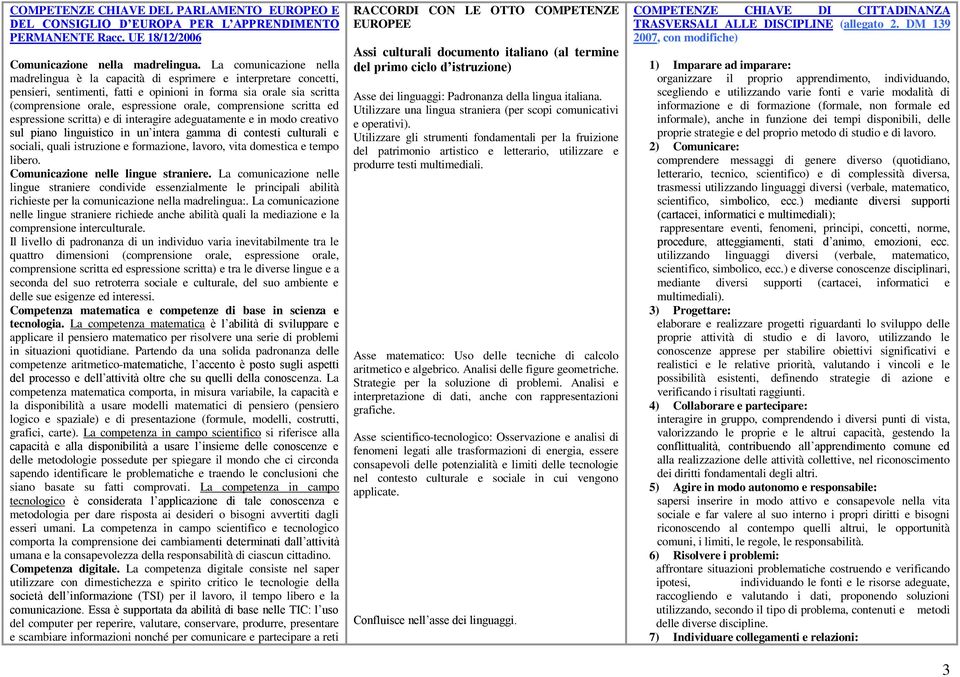 comprensione scritta ed espressione scritta) e di interagire adeguatamente e in modo creativo sul piano linguistico in un intera gamma di contesti culturali e sociali, quali istruzione e formazione,