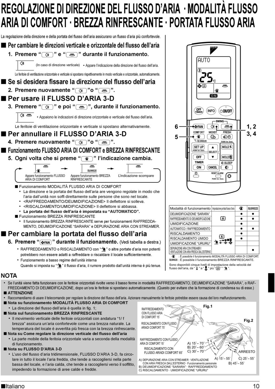 (In caso di direzione verticale) Appare l indicazione della direzione del flusso dell aria.