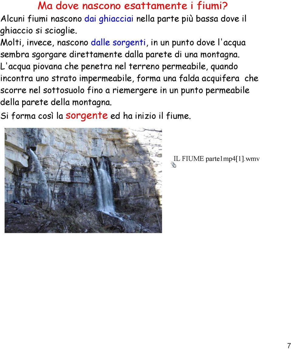 L'acqua piovana che penetra nel terreno permeabile, quando incontra uno strato impermeabile, forma una falda acquifera che scorre nel